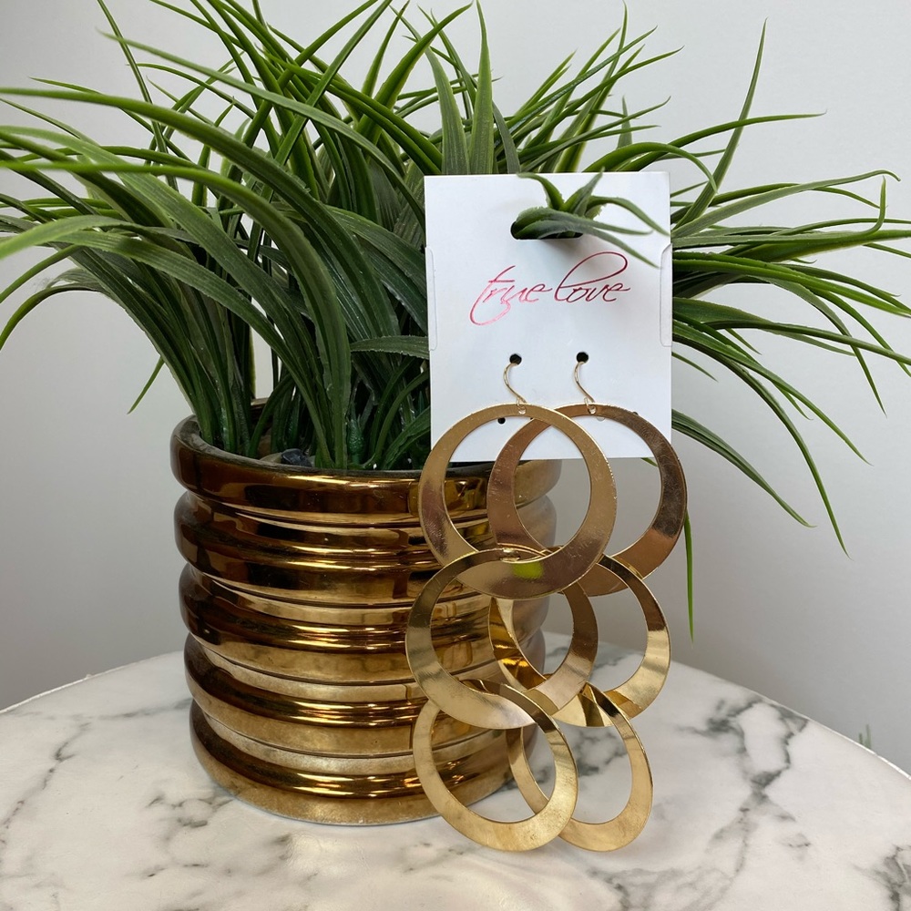 ‼️ Beautiful Gold Hoop Drop Statement Earring
